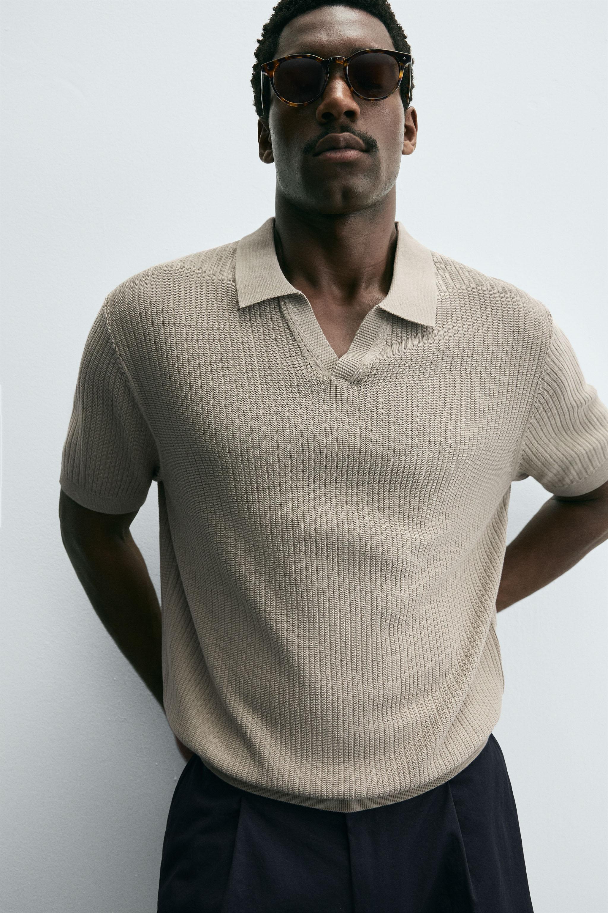 RIBBED KNIT POLO SHIRT